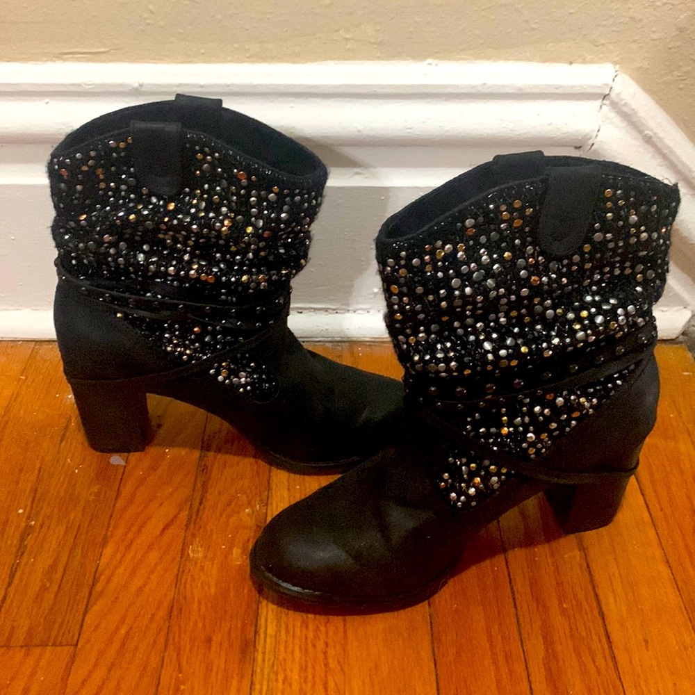 Not rated cooper/silver studded ankle boot
